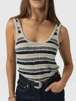Knitwear|T-shirts & Tanks|Saint and Sofia Fearne Knit Cami - Blue Stripe