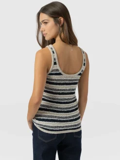 Knitwear|T-shirts & Tanks|Saint and Sofia Fearne Knit Cami - Blue Stripe