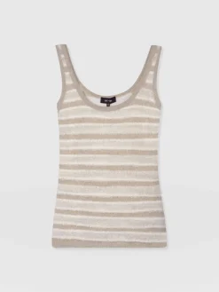 Knitwear|T-shirts & Tanks|Saint and Sofia Fearne Knit Cami - Cream Stripe