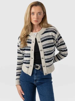 Knitwear|Saint and Sofia Fearne Knit Cardigan - Blue Stripe