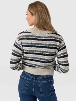 Knitwear|Saint and Sofia Fearne Knit Cardigan - Blue Stripe