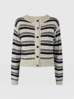 Knitwear|Saint and Sofia Fearne Knit Cardigan - Blue Stripe
