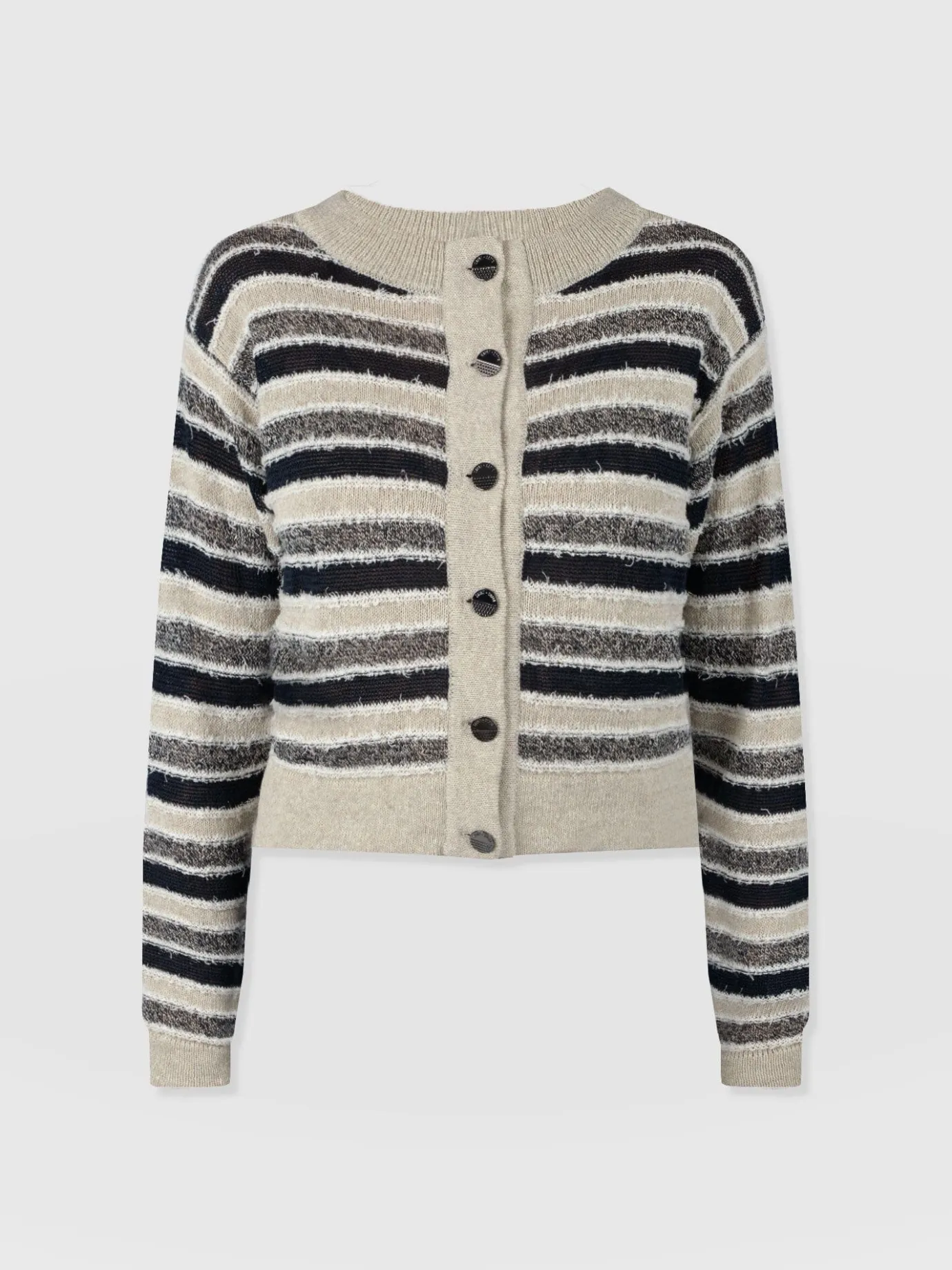 Knitwear|Saint and Sofia Fearne Knit Cardigan - Blue Stripe