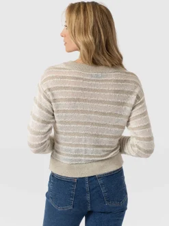 Knitwear|Saint and Sofia Fearne Knit Cardigan - Cream Stripe