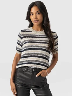 Knitwear|Saint and Sofia Fearne Knit Tee - Blue Stripe