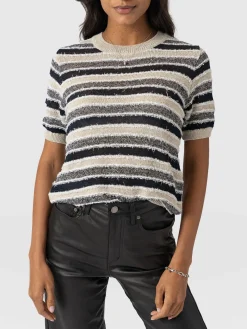 Knitwear|Saint and Sofia Fearne Knit Tee - Blue Stripe