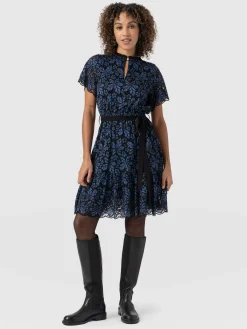 Dresses|Saint and Sofia Fearne Lace Mini Dress - Blue/Black