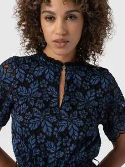 Dresses|Saint and Sofia Fearne Lace Mini Dress - Blue/Black
