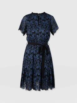 Dresses|Saint and Sofia Fearne Lace Mini Dress - Blue/Black