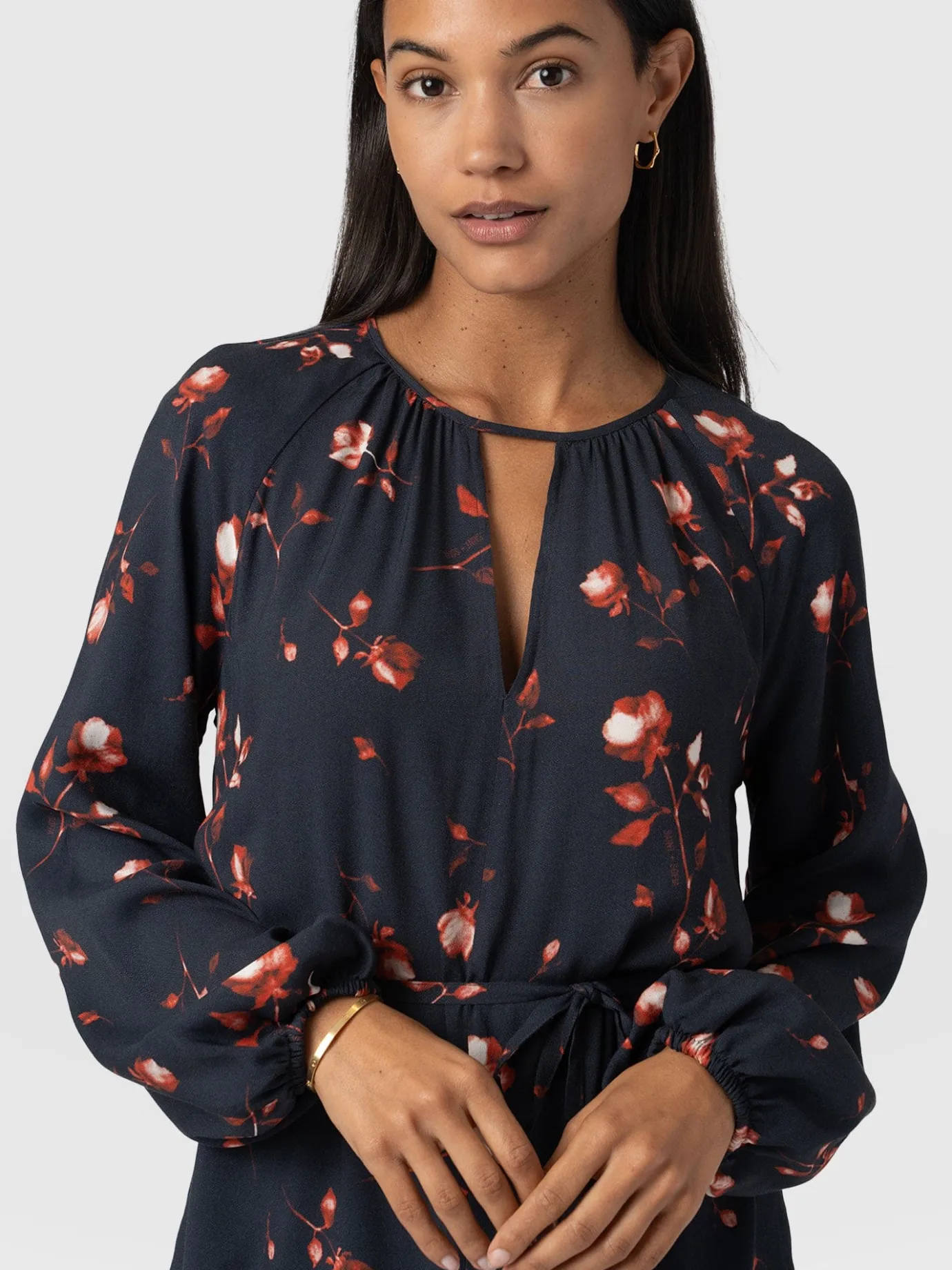 Dresses|Saint and Sofia Fia Mini Tiered Dress - Dark Roses
