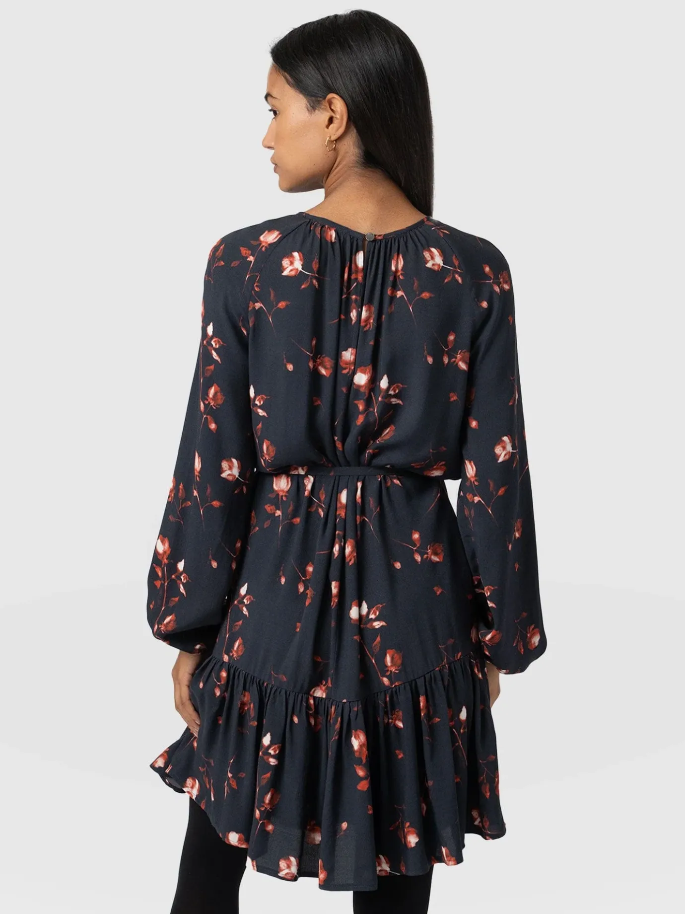 Dresses|Saint and Sofia Fia Mini Tiered Dress - Dark Roses