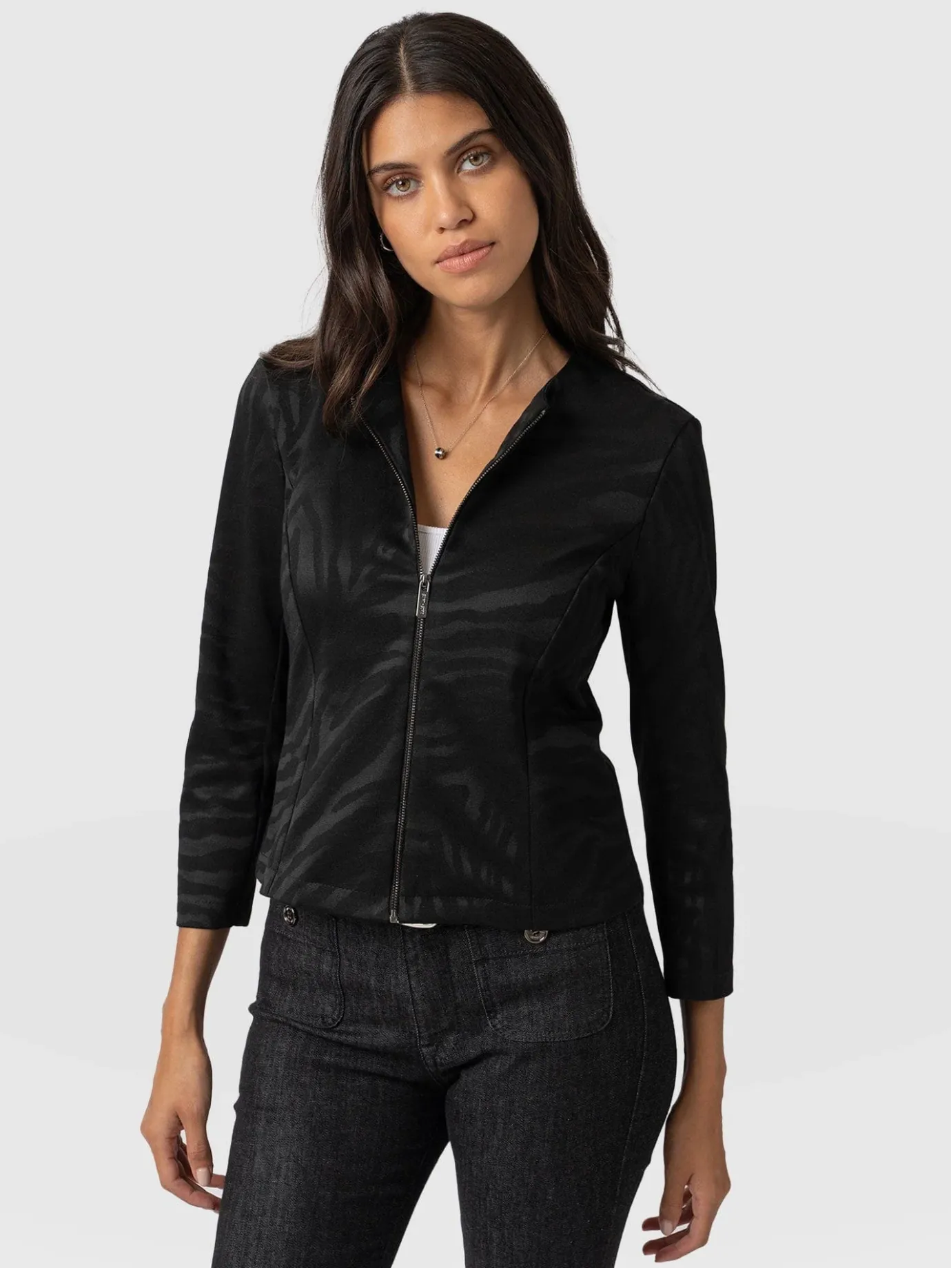 Coats & Jackets|Saint and Sofia Florence Jacket - Black Zebra