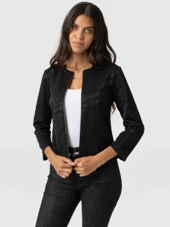 Coats & Jackets|Saint and Sofia Florence Jacket - Black Zebra
