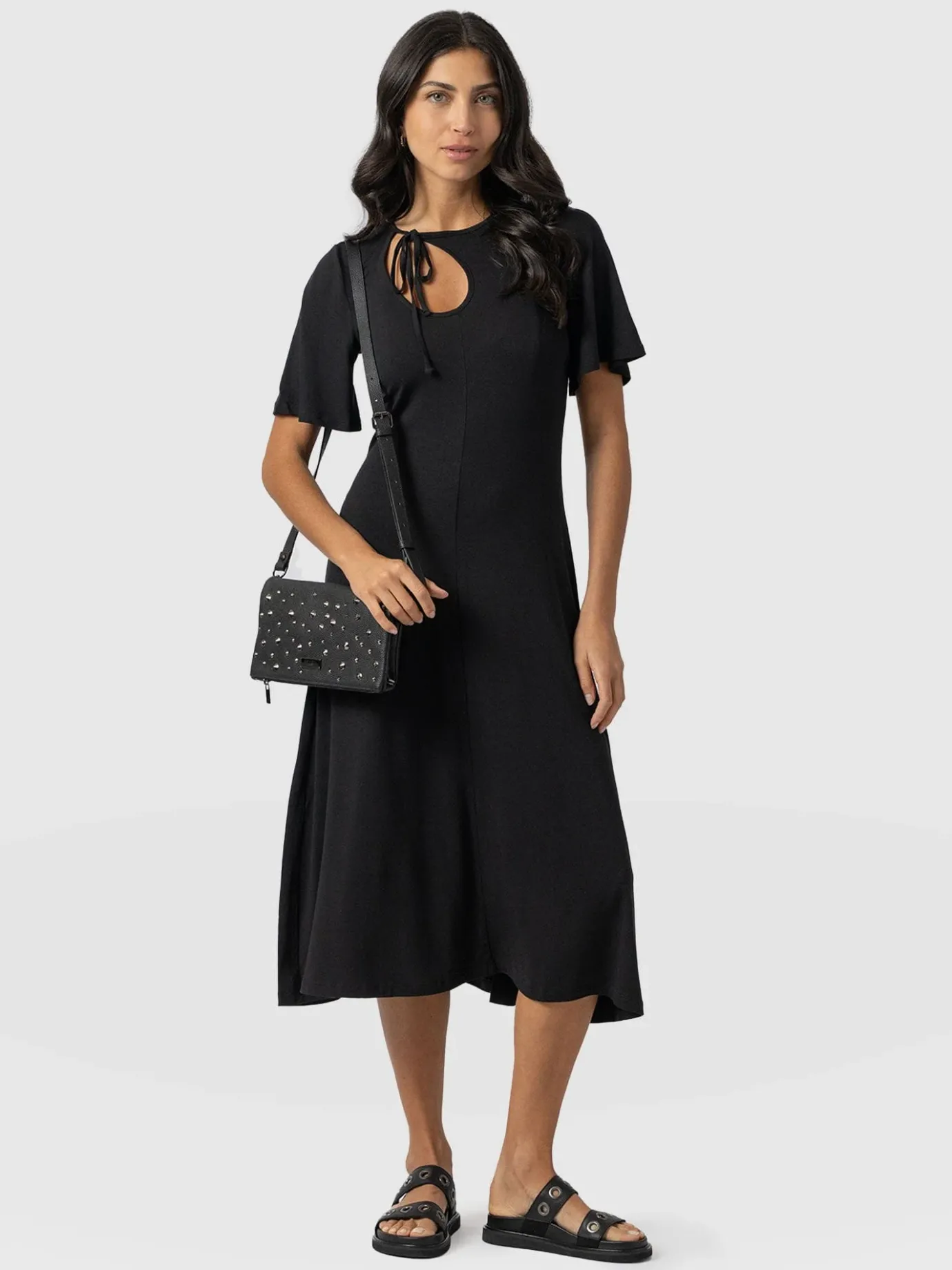 Dresses|Saint and Sofia Freya Tie Dress - Black