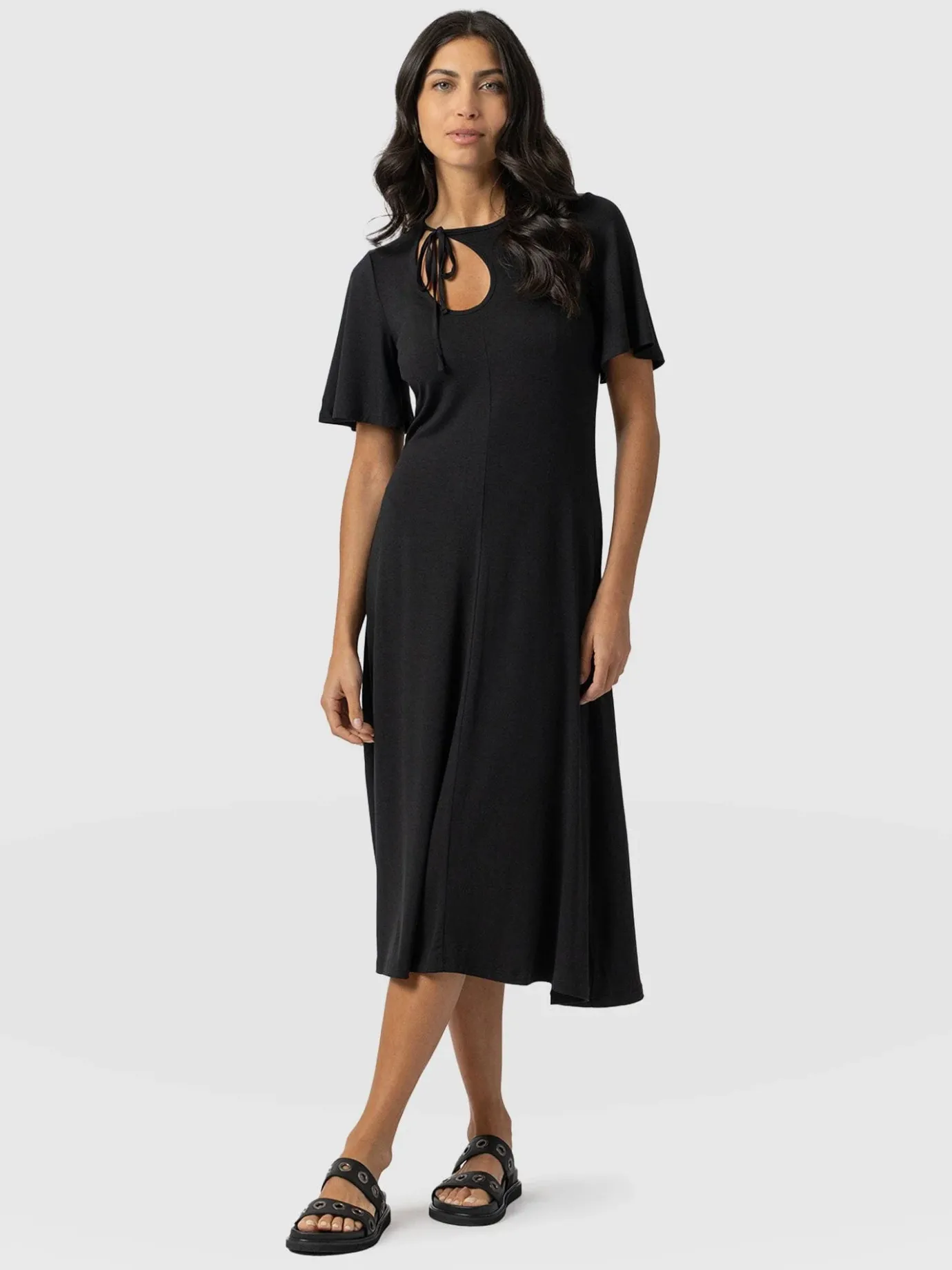 Dresses|Saint and Sofia Freya Tie Dress - Black