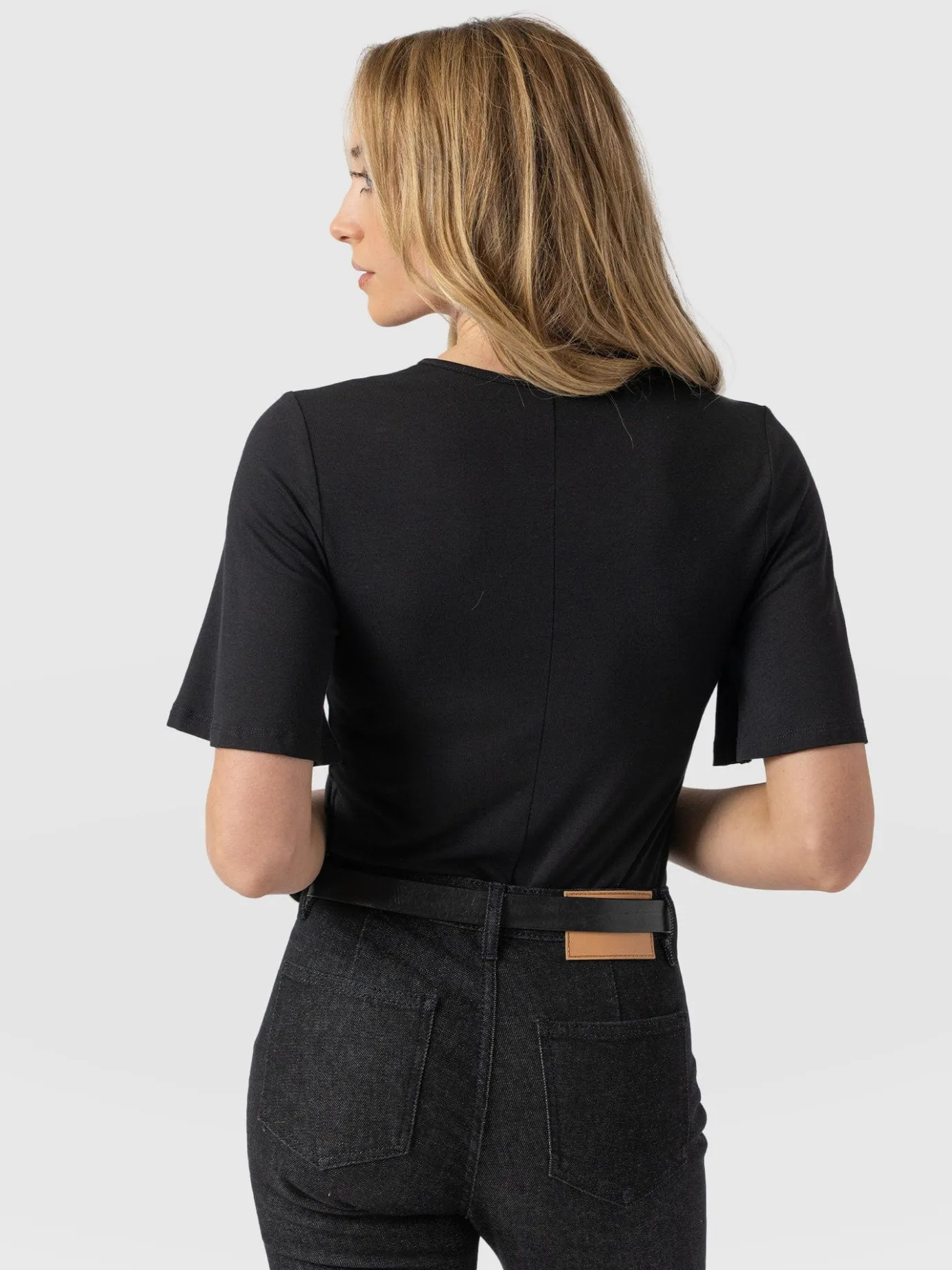 T-shirts & Tanks|Saint and Sofia Freya Tie Tee - Black