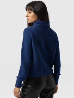 Sweaters|Knitwear|Saint and Sofia Glen Cable Knit Sweater - Blue