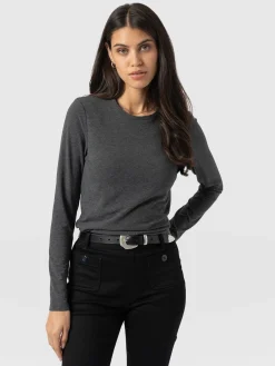 T-shirts & Tanks|Saint and Sofia Glen Crew Neck Tee - Charcoal