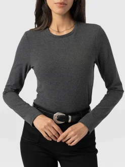 T-shirts & Tanks|Saint and Sofia Glen Crew Neck Tee - Charcoal
