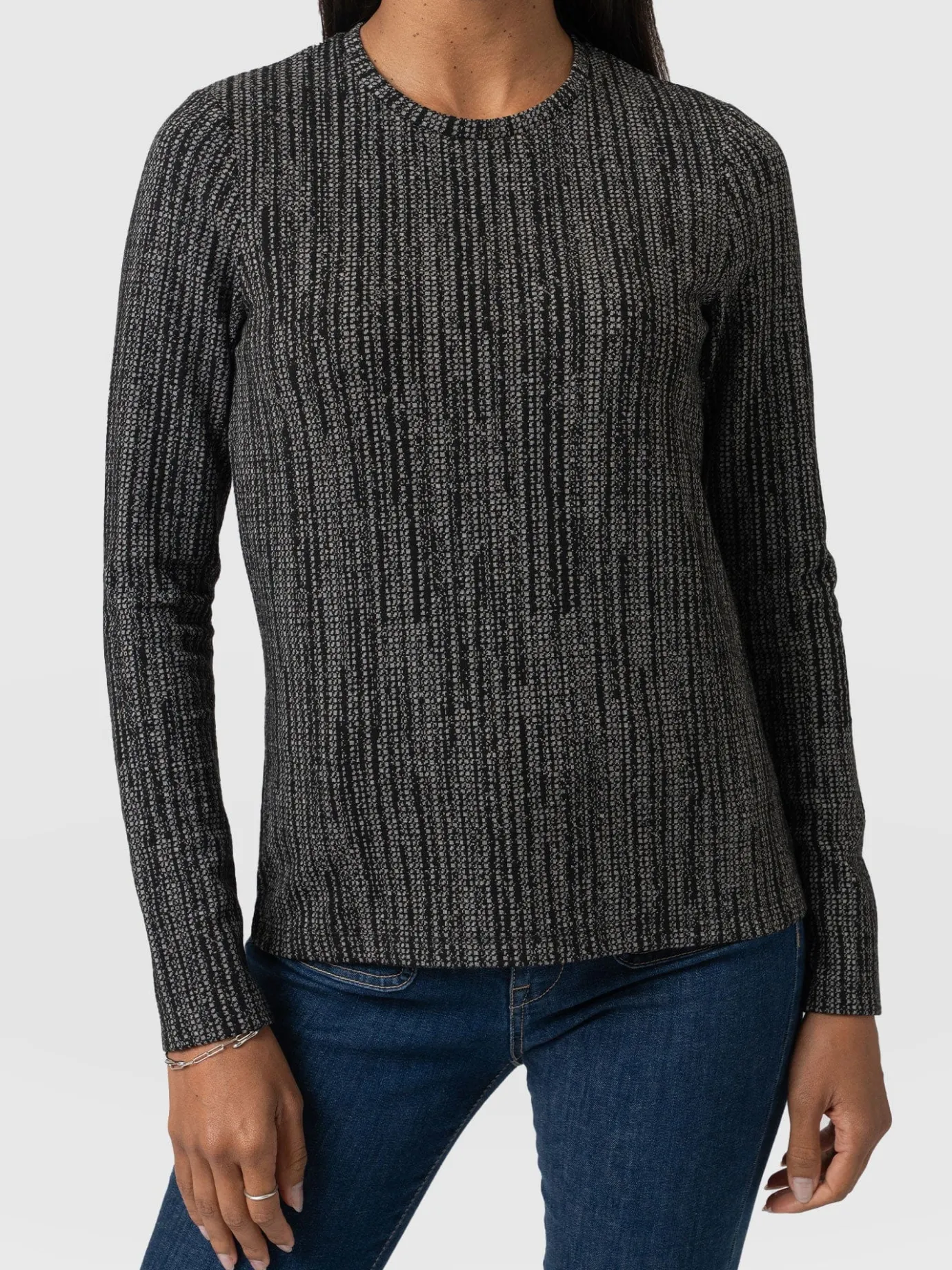 T-shirts & Tanks|Saint and Sofia Glen Crew Neck Tee - Grey/Black