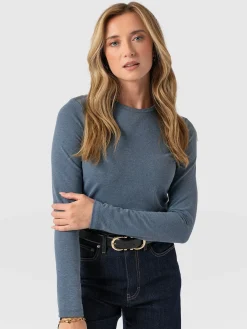 T-shirts & Tanks|Saint and Sofia Glen Crew Neck Tee Long Sleeve - Blue