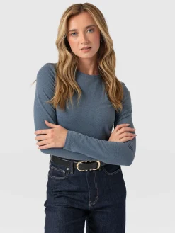T-shirts & Tanks|Saint and Sofia Glen Crew Neck Tee Long Sleeve - Blue