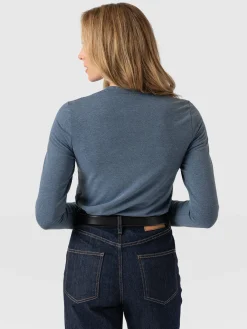 T-shirts & Tanks|Saint and Sofia Glen Crew Neck Tee Long Sleeve - Blue