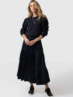 Skirts|Saint and Sofia Greenwich Skirt - Navy Viscose