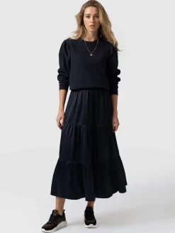 Skirts|Saint and Sofia Greenwich Skirt - Navy Viscose