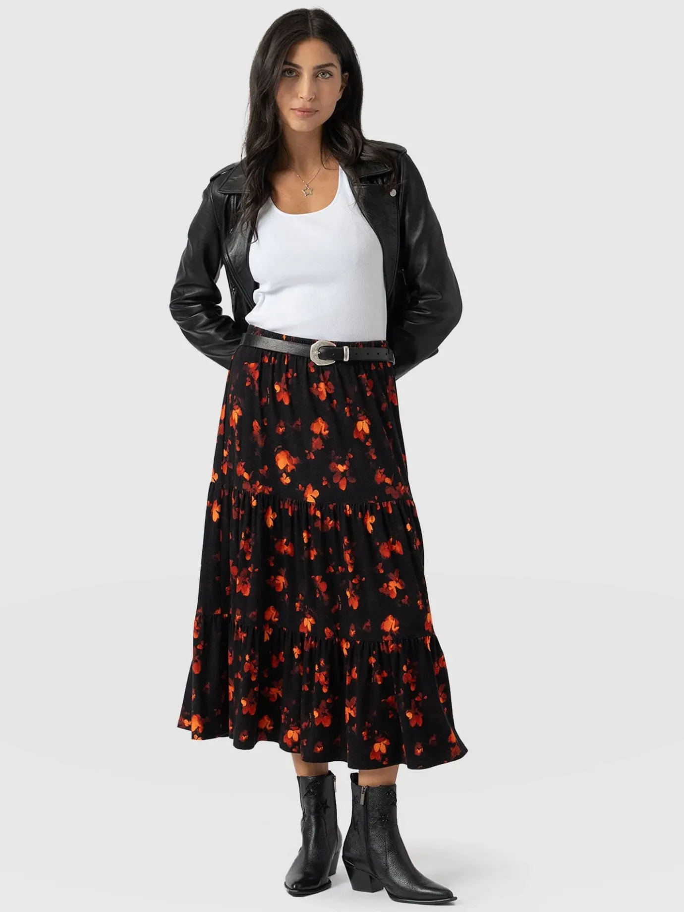 Skirts|Saint and Sofia Greenwich Skirt - Red Aurora
