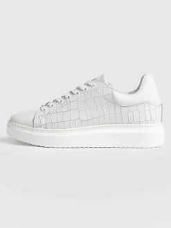 Sneakers|Shoes|Saint and Sofia Hampstead Sneaker - White Croc
