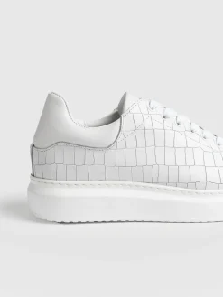 Sneakers|Shoes|Saint and Sofia Hampstead Sneaker - White Croc