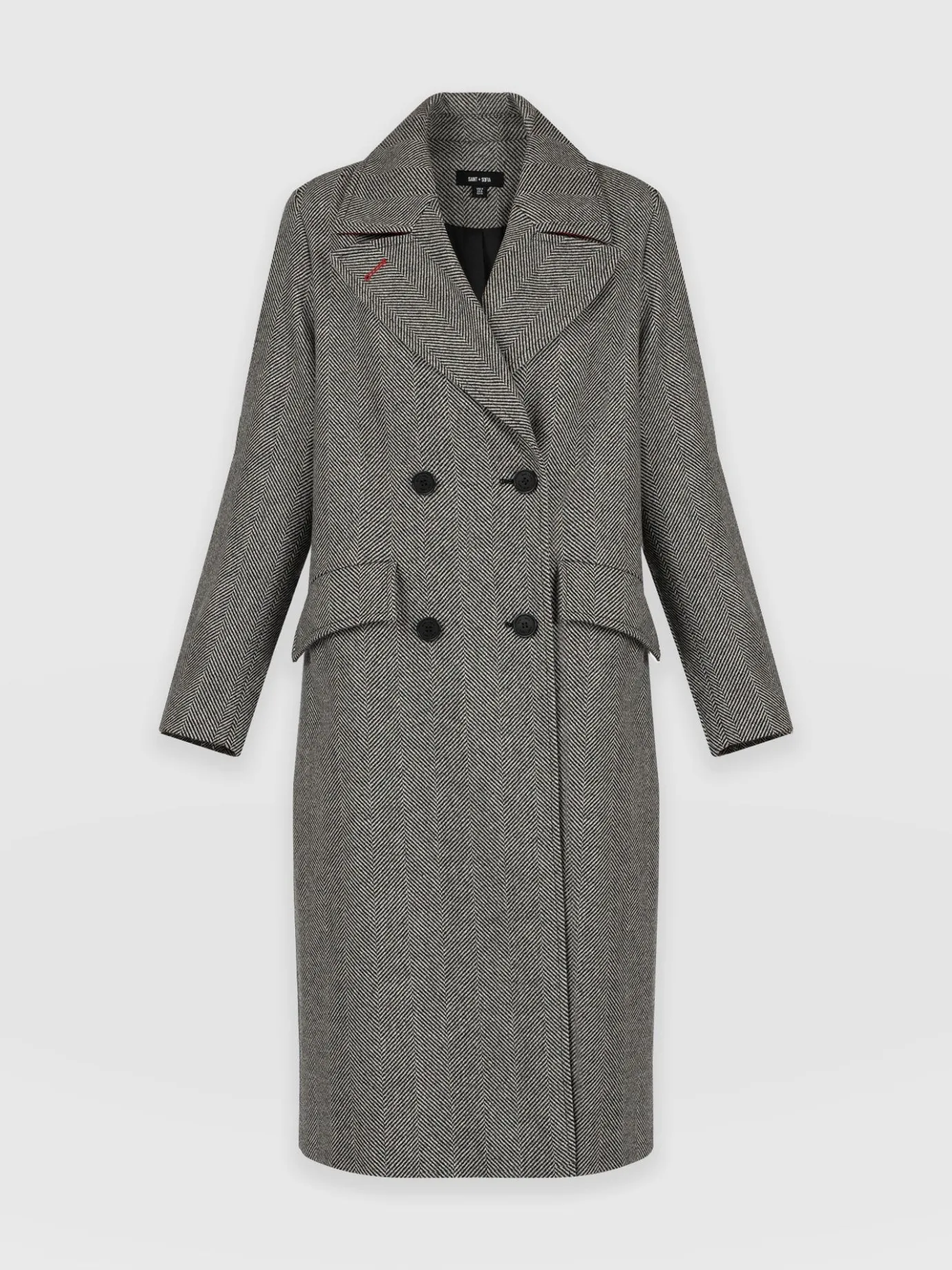 Coats & Jackets|Saint and Sofia Hampton Coat - Monochrome Chevron