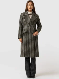 Coats & Jackets|Saint and Sofia Hampton Coat - Olive Houndstooth