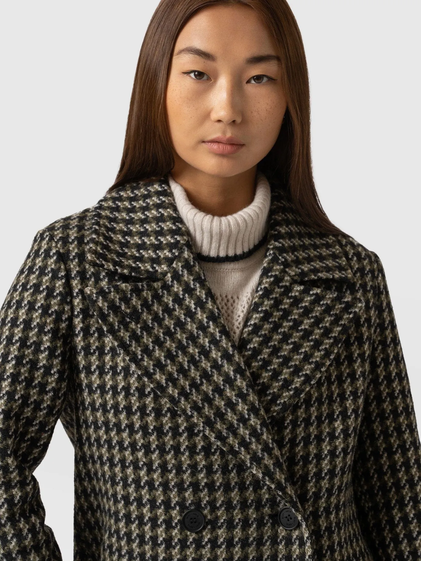 Coats & Jackets|Saint and Sofia Hampton Coat - Olive Houndstooth
