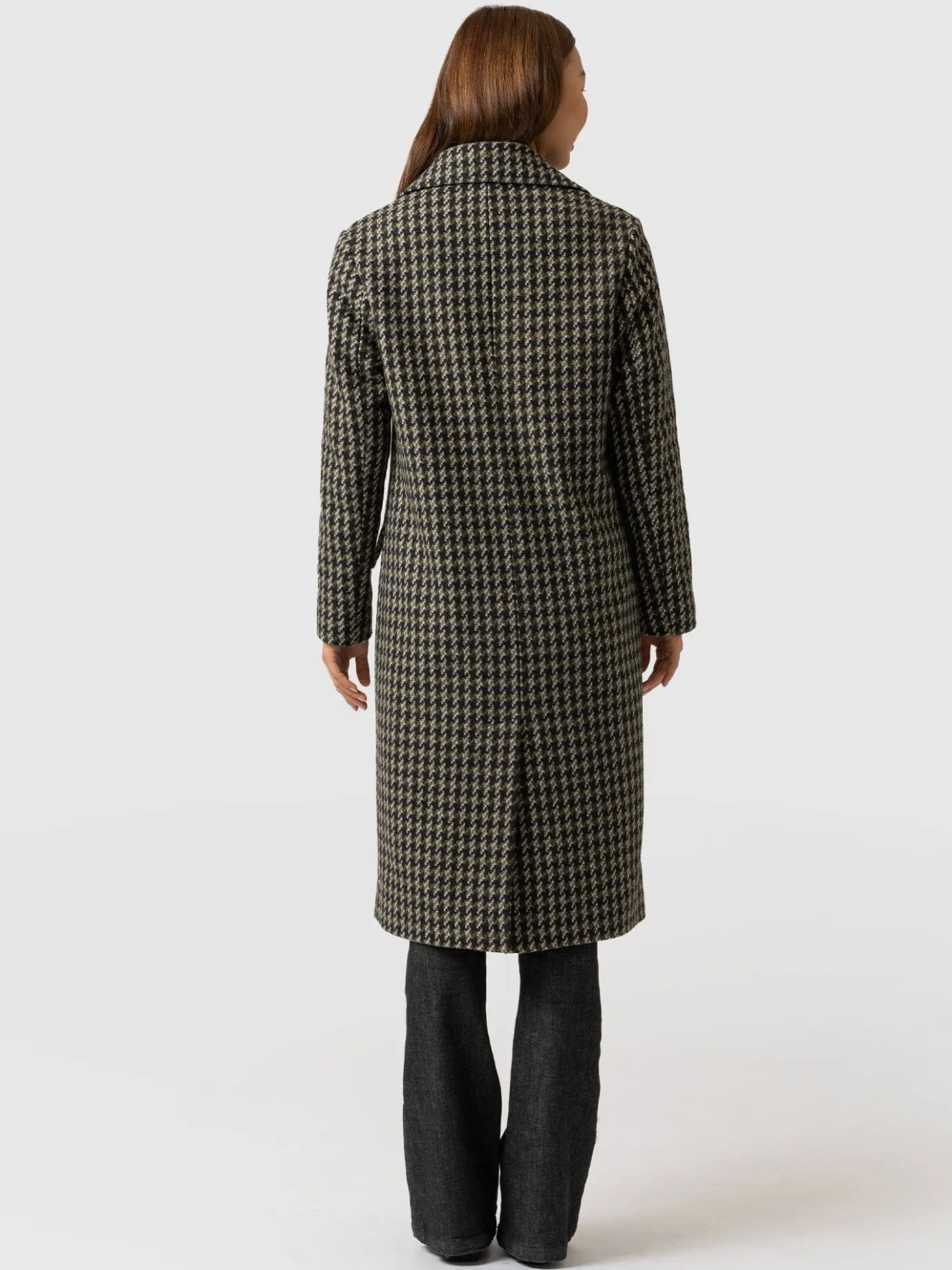 Coats & Jackets|Saint and Sofia Hampton Coat - Olive Houndstooth