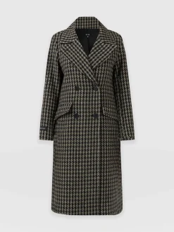 Coats & Jackets|Saint and Sofia Hampton Coat - Olive Houndstooth