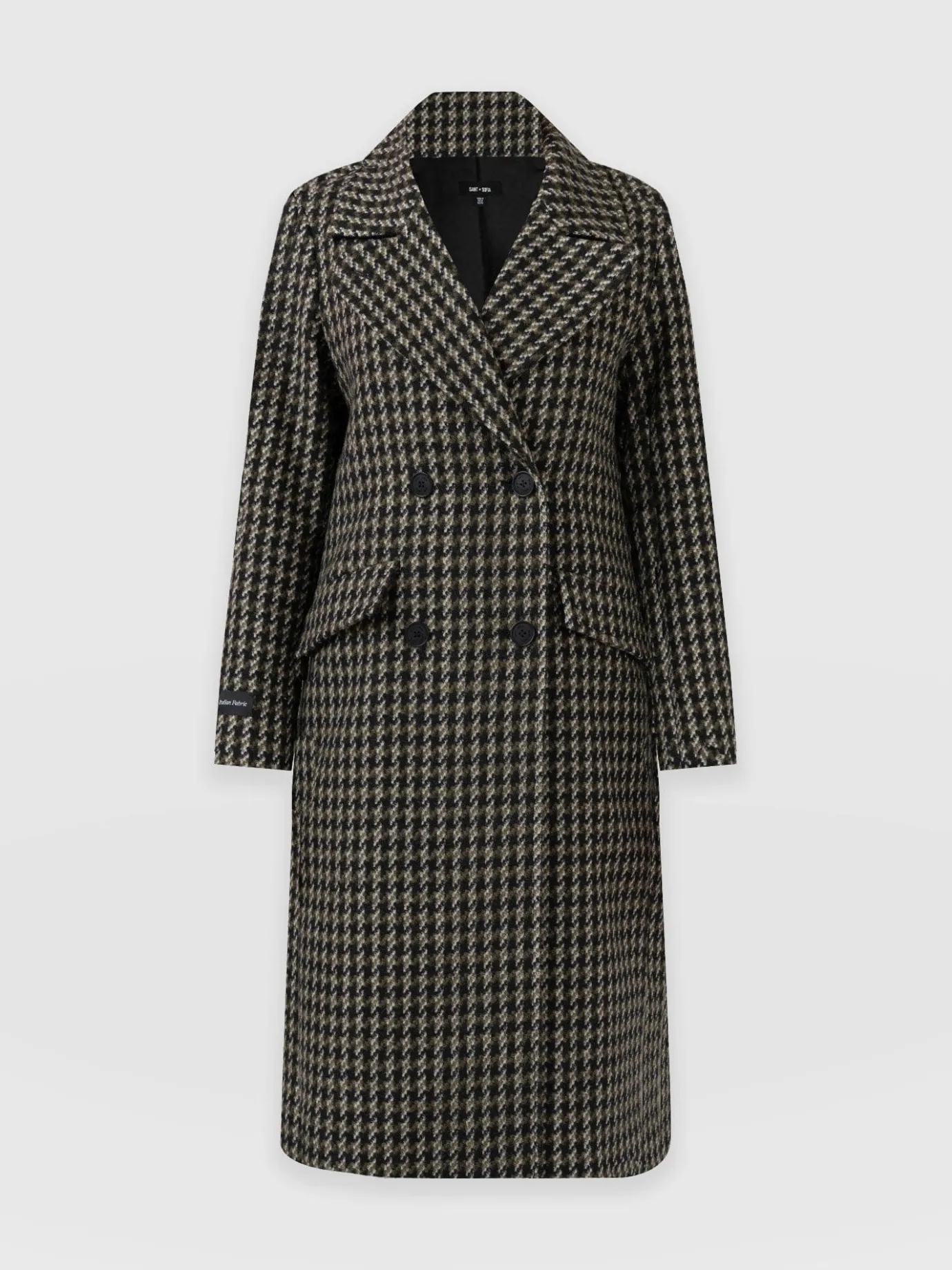 Coats & Jackets|Saint and Sofia Hampton Coat - Olive Houndstooth