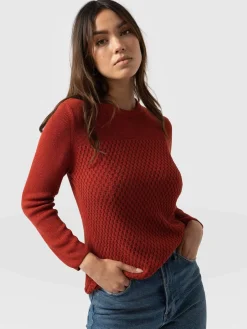 Knitwear|Saint and Sofia Honeycomb Rib Sweater - Amber