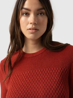 Knitwear|Saint and Sofia Honeycomb Rib Sweater - Amber