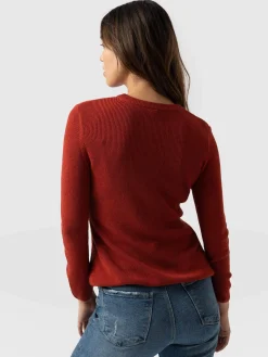 Knitwear|Saint and Sofia Honeycomb Rib Sweater - Amber