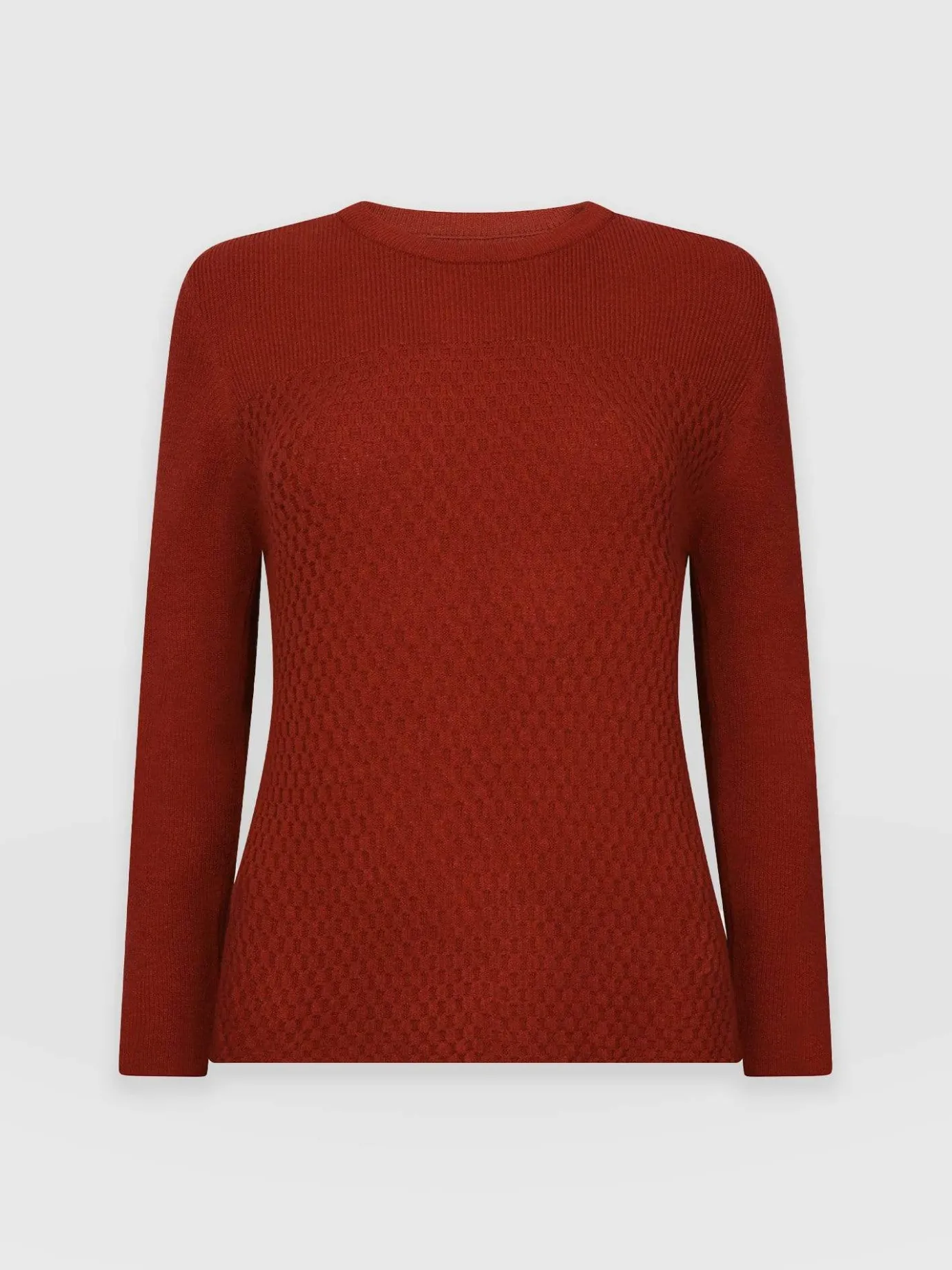Knitwear|Saint and Sofia Honeycomb Rib Sweater - Amber