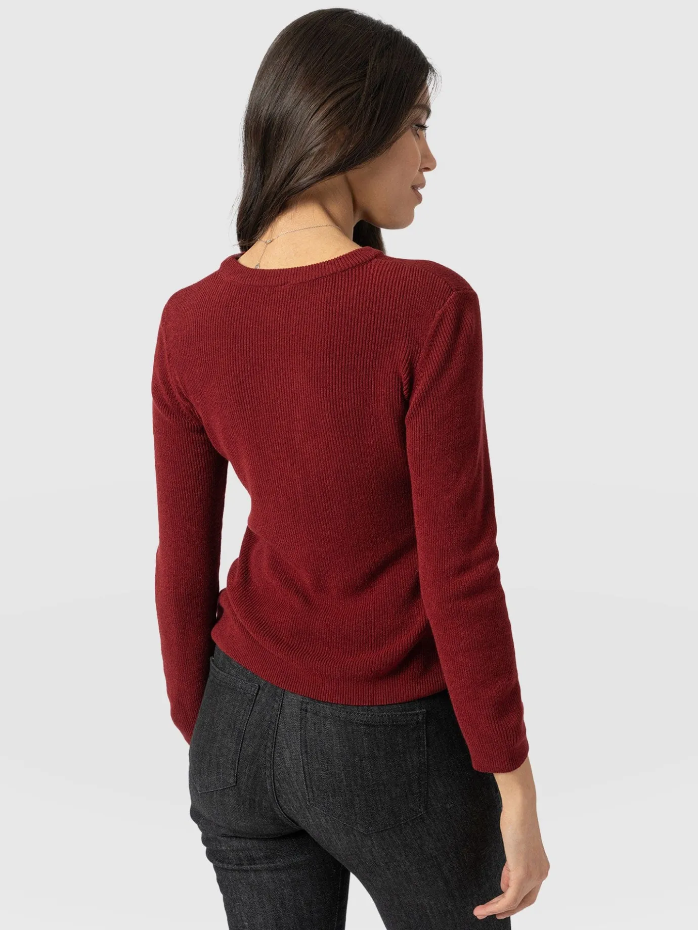 Knitwear|Sweaters|Saint and Sofia Honeycomb Rib Sweater - Burgundy