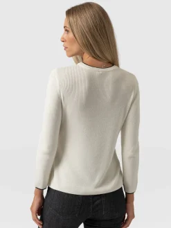Knitwear|Sweaters|Saint and Sofia Honeycomb Rib Sweater - Cream