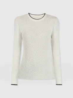 Knitwear|Sweaters|Saint and Sofia Honeycomb Rib Sweater - Cream