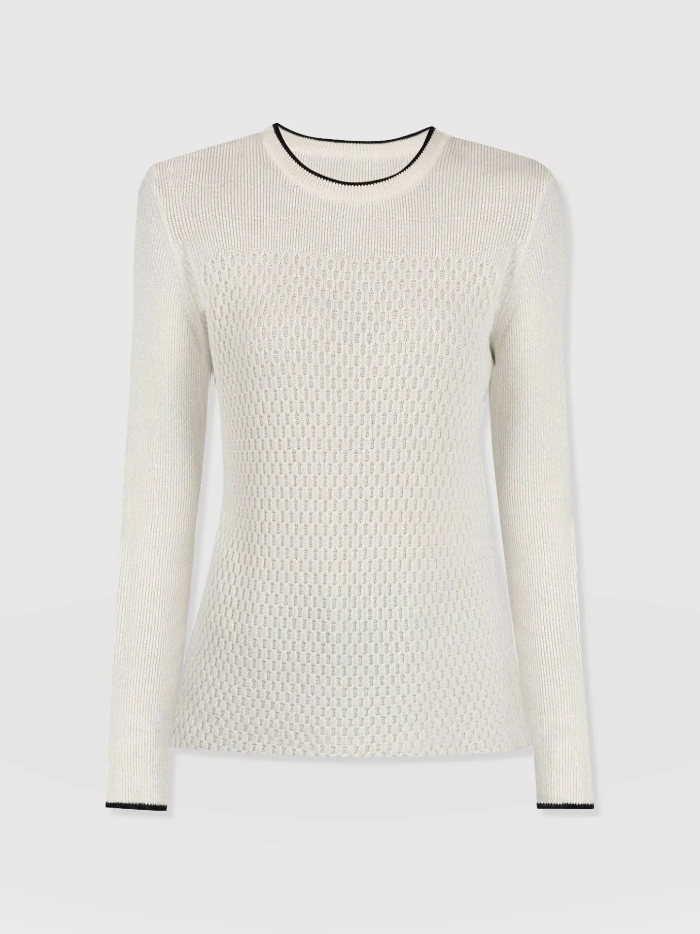 Knitwear|Sweaters|Saint and Sofia Honeycomb Rib Sweater - Cream