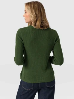 Knitwear|Sweaters|Saint and Sofia Honeycomb Rib Sweater - Green