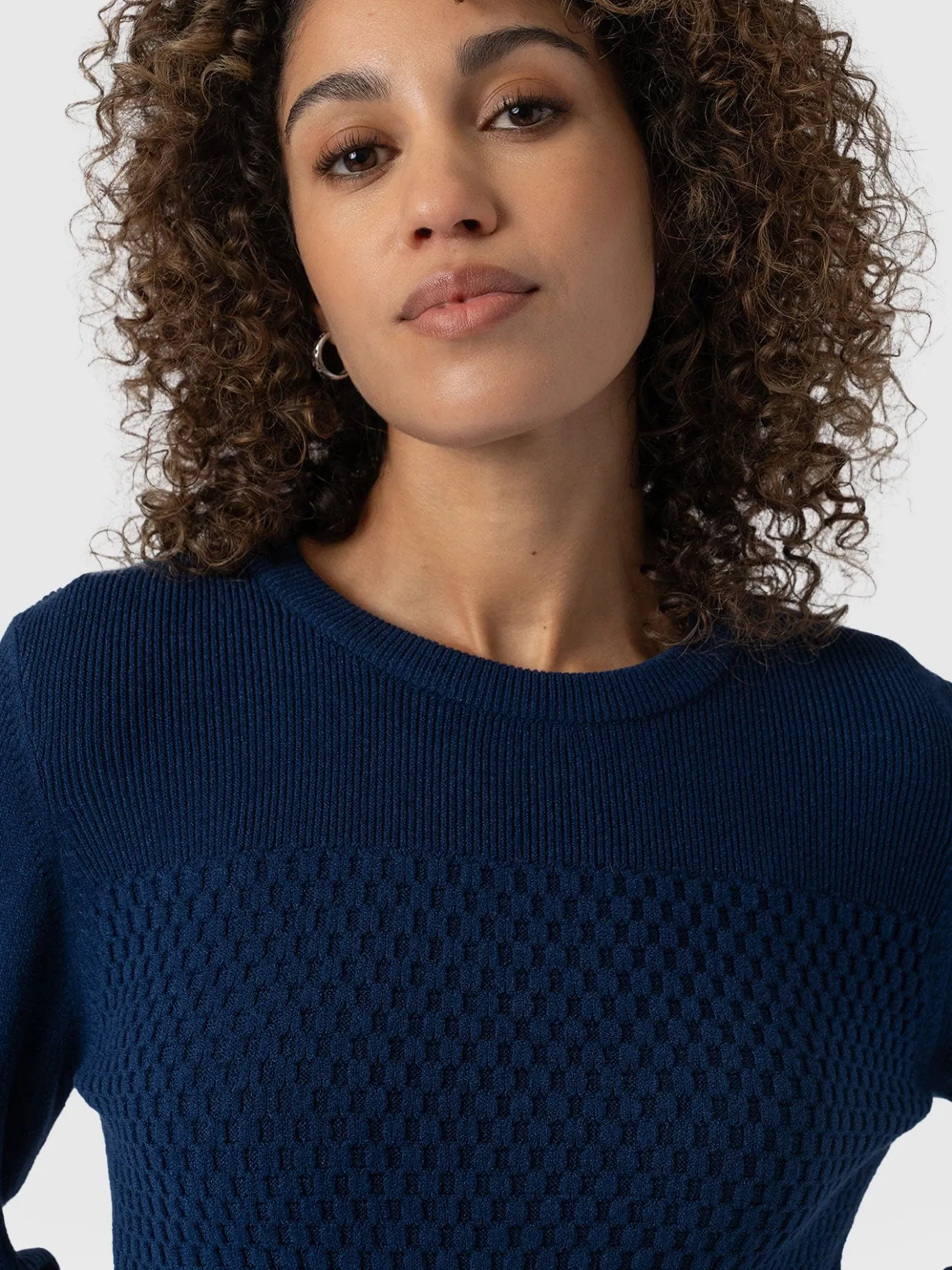Sweaters|Knitwear|Saint and Sofia Honeycomb Rib Sweater - Navy