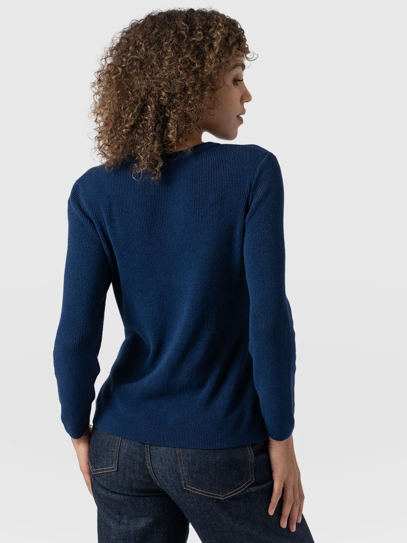 Sweaters|Knitwear|Saint and Sofia Honeycomb Rib Sweater - Navy