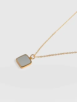 Jewelry|Necklaces|Saint and Sofia Iridescence Square Charm Necklace - Gold